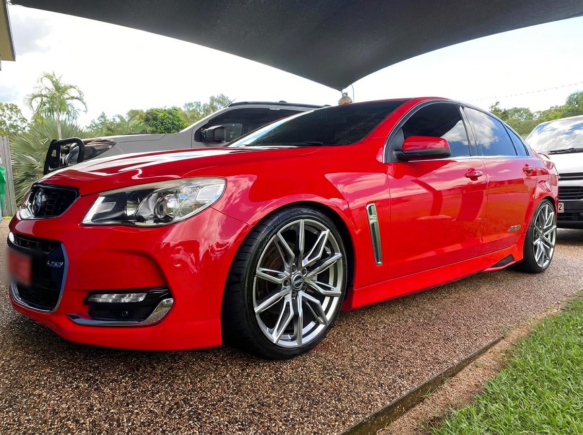 Red sedan finished with ceramic coating